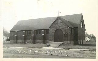 Real Photo Postcard St.  Johns Episcopal Church,  Charlotte,  Michigan - 1957
