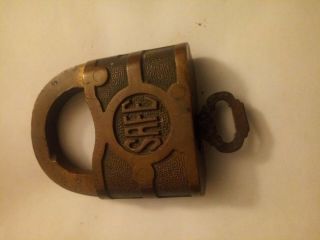 Antique Vintage “safe” Lock Padlock And Key