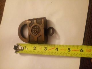 Antique Vintage “Safe” Lock Padlock and Key 3