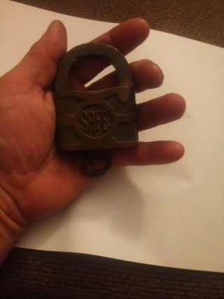 Antique Vintage “Safe” Lock Padlock and Key 5