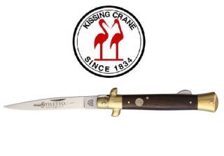 Kissing Crane Italian Style Stiletto Pocket Knife 4 " Blade,  Wood Handle