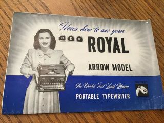 Booklet Only For 1948 Royal Arrow Model Portable Typewriter With Case