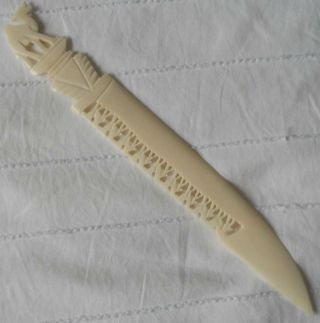 Vintage Egyptian Carved Cow Bone Letter Opener Row Of Camels 24 Cm 9 1/2 Inch
