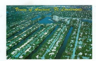 Fl Ft Lauderdale Florida Vintage Post Vard Aerial View - " The Venice Of America "