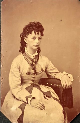 6th Plate Tintype Of Young Woman Nicely Dressed Very Curly Hair