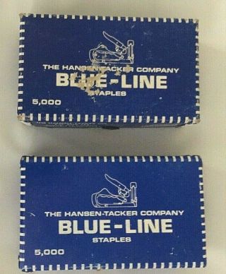 Hansen Blue Line Staples 34 - 1/4 " 5,  000 Ct,  Tack Point Vintage Boxes