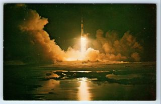 Vintage Postcard John F Kennedy Space Center Nasa Apollo 17 Launch