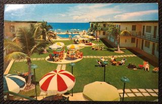 Vtg Sea Breeze Motel Miami Beach Florida Fl Postcard Pc