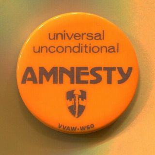 1973 Vietnam Veterans Against War Amnesty For Draft Resisters Protest Cause Pin