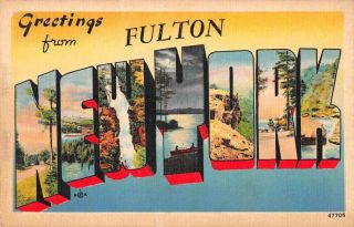 Fulton York Large Letter Linen Greetings Antique Postcard J71227
