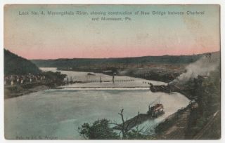 Monongahela River Charleroi & Monessen,  Pennsylvania Antique Postcard 1907 S65