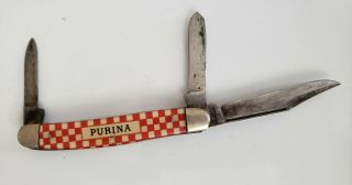 Vintage Purina Kutmaster 3 blade Pocket Knife Utica,  NY 4