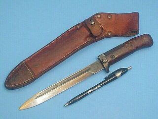 Vintage Antique Military Bayonet Knife With Leather Sheath