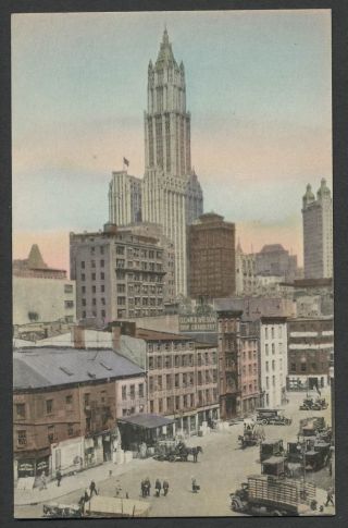York City Ny: C.  1910s Handcolored Postcard Dey Street Betw West & Wash.  Sts.