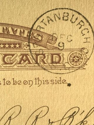 1886 Postcard National Bank Of Spartanburg Postmarked Spartanburgh Courthouse SC 5