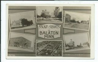 Balaton Mn Minnesota Rppc Postcard Multiview Main Street Churches