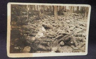 Wwi Era Real Photo Postcard Showing Dead German Soldiers After A Gas Attack