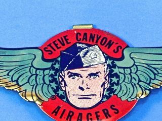 Seattle P.  I.  STEVE CANYON Milton Caniff comic strip pin button Airangers 3