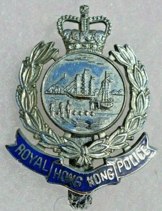 Antique Obsolete Royal Hong Kong Police Badge Insignia Uniform Hat London Maker