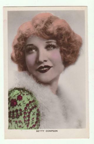 Vintage Tinted Real Photo Movie Star Postcard Betty Compson