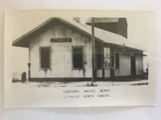 Litchville North Dakota Np Rr Station Railroad Depot Bw Real Photo Postcard Rppc