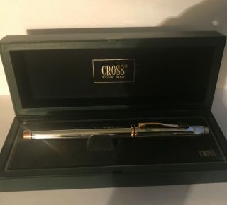 Cross Townsend Chrome Rollerball Pen Med Ang Gold Accent Co.  Logo Pen