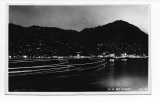 China Hong Kong By Night 1950 Number 10 Real Photo Postcard To Sweden Stamps