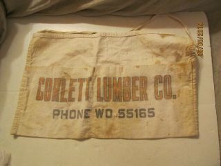 Vintage Corlett Lumber Co 3 Pouch Nail Apron