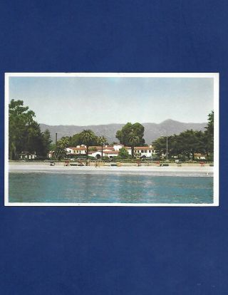 Vintage Postcard Private Beach Building Santa Barbara Biltmore Hotel