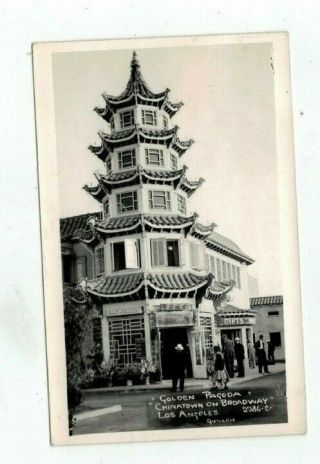 Ca Los Angeles Calif Antique Rppc Real Photo Post Card Golden Pagoda Chinatown