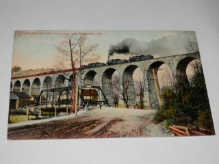 Lanesboro Pa - Old Postcard - Stone Bridge And Pushers - Railroad - Road