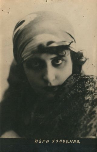 Russian Silent Movie Star Vera Kholodnaya 1921 Antique Real Photo Postcard Rppc