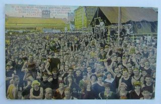 Vintage Postcard - Crowd In Atlantic City Nj