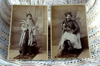 Two Sepia Tone Vintage Photographs Of Man In Greek/turke/ Dervish Costumes