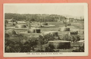 1909 Steel Tanks Glenn Oil Field Sapulpa Ok Oklahoma Postcard,  Sapulpa Cancel