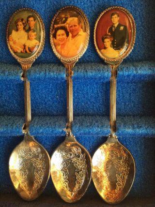 Prince Charles Diana William Harry Royal Family Souvenir Spoon Set Silver Plated