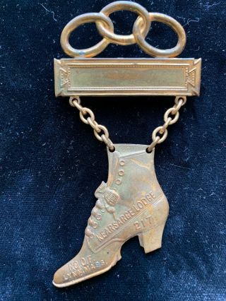 Rare C.  1900 Odd Fellows Ladies Shoe - Lynn Mass.  217 Medal Pin