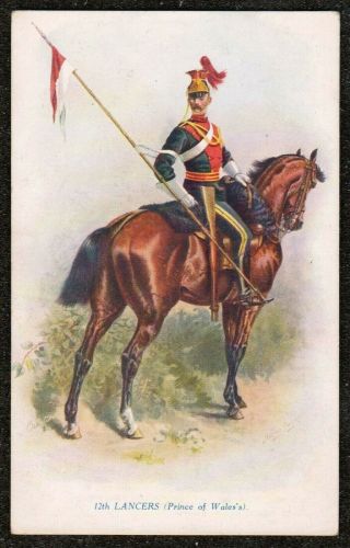 Pre Ww1 Harry Payne Types Of The British Army Tucks 8738 Postcard 12th Lancers