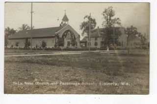 Kimberly Wi Holy Name Church Parsonage School Woman Child Rppc Real Photo 1920?