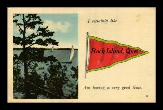 Dr Jim Stamps Greeting From Rock Island Quebec Canada Topical Postcard