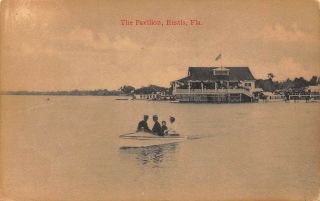 Fl 1900’s Rare Florida Boating On Lake & Pavilion In Eustis Fla - Lake County