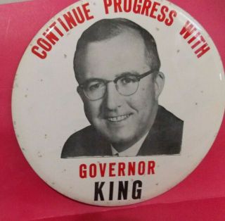 Vintage Large 9 " John W.  King For Governor Of Hampshire Campaign Button
