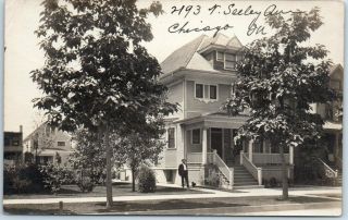 1910s Chicago Illinois Rppc Real Photo Postcard House View " 2193 N Seeley Ave.  "