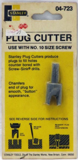 Vintage Stanley Plug Cutter 04 - 723 Use With No.  10 Size Screw Usa