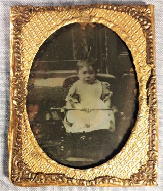 Lovely Victorian Tintype Photograph Of A Young Girl