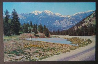 Vintage Montana Postcard Spanish Peaks Mountains Canyon Hwy 191 Near Bozeman Mt
