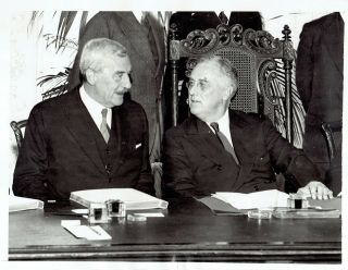 1938 Vintage Photo Trade Treaty Signing Ronald Lindsay And Franklin D.  Roosevelt
