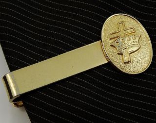 Knights Templar Tie Clip Bar Goldtone 1.  5 "