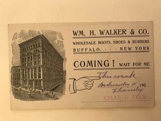 1903 Postcard Wm.  H Walker & Co Boots Shoes Buffalo Ny Dpo Morganville Ny