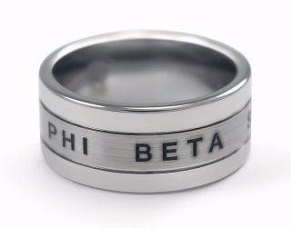 Phi Beta Sigma Fraternity Tungsten Ring With Lasered Letters / Fraternity Rings